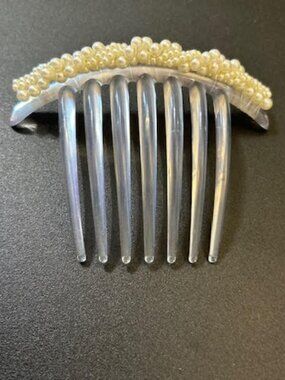 Vintage Faux Pearl Bridal Hair Comb Wedding Tiara Lucite